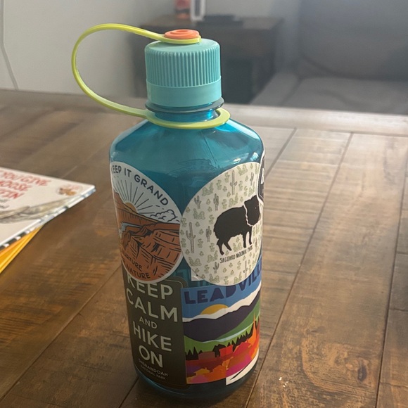 Teal Narrow Mouth Nalgene Water Bottle with Stickers - 32 Oz - Picture 5 of 7